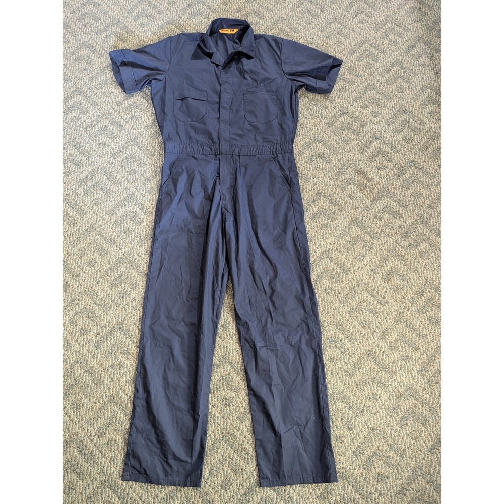Berne Mens L Tall Navy Blue Short Sleeve Workwear Coveralls Jumpsuit 42-44 Chest